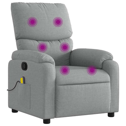 Massage Recliner Chair Light Gray Fabric