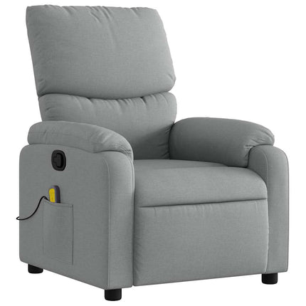 Massage Recliner Chair Light Gray Fabric