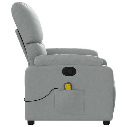 Massage Recliner Chair Light Gray Fabric