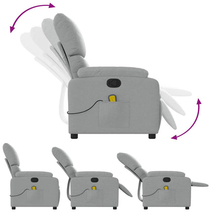 Massage Recliner Chair Light Gray Fabric