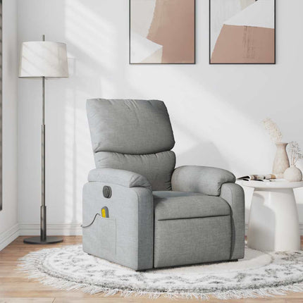 Massage Recliner Chair Light Gray Fabric