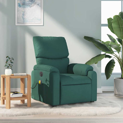 Massage Recliner Chair Dark Green Fabric