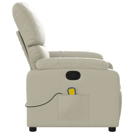 Massage Recliner Chair Cream Faux Leather