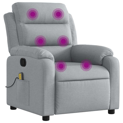 Massage Recliner Chair Light Gray Fabric