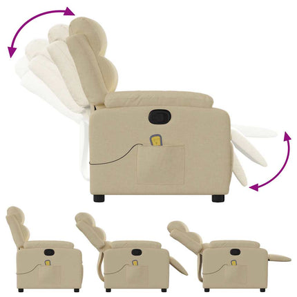 Massage Recliner Chair Cream Fabric