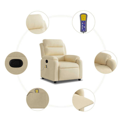 Massage Recliner Chair Cream Fabric