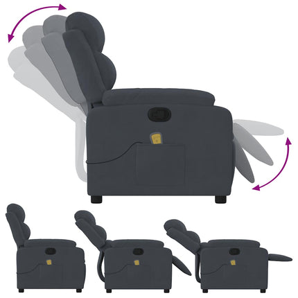 Massage Recliner Chair Dark Gray Velvet