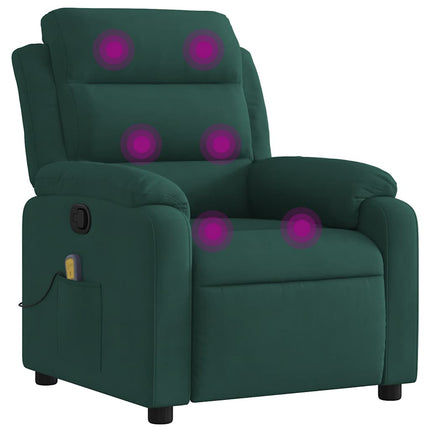 Massage Recliner Chair Dark Green Velvet