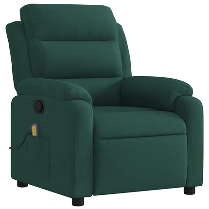 Massage Recliner Chair Dark Green Velvet