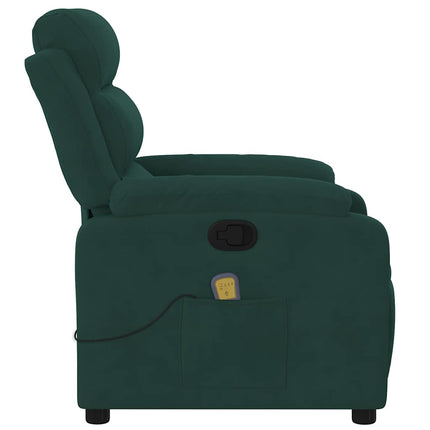 Massage Recliner Chair Dark Green Velvet