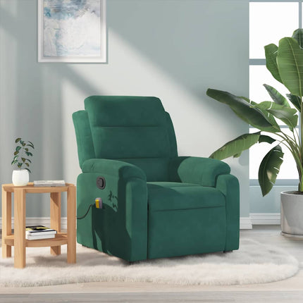 Massage Recliner Chair Dark Green Velvet