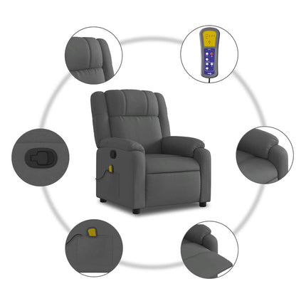 Massage Recliner Chair Dark Gray Fabric