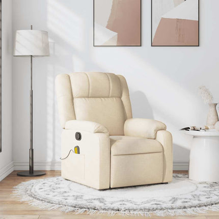Massage Recliner Chair Cream Fabric
