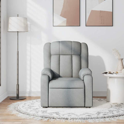 Massage Recliner Chair Light Gray Fabric