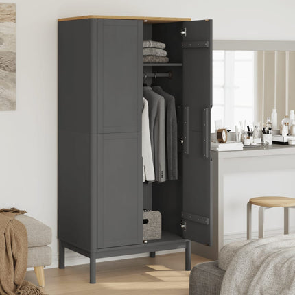 Wardrobe FLORO Gray 30.3"x20.9"x67.3" Solid Wood Pine