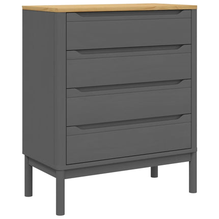 Chest of Drawers FLORO Gray Solid Wood Pine