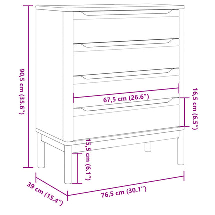 Chest of Drawers FLORO Gray Solid Wood Pine