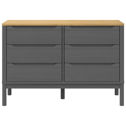 Chest of Drawers FLORO Gray Solid Wood Pine
