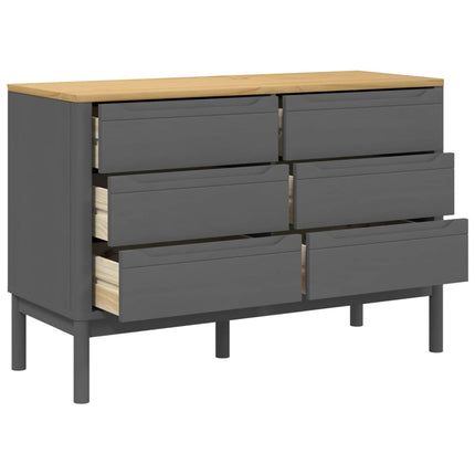 Chest of Drawers FLORO Gray Solid Wood Pine