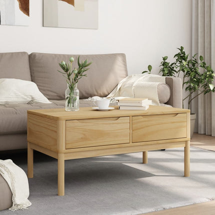 Coffee Table FLORO Wax Brown 39"x21.9"x17.7" Solid Pine Wood