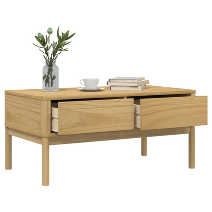 Coffee Table FLORO Wax Brown 39"x21.9"x17.7" Solid Pine Wood