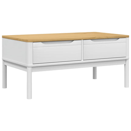 Coffee Table FLORO White 39"x21.9"x17.7" Solid Pine Wood
