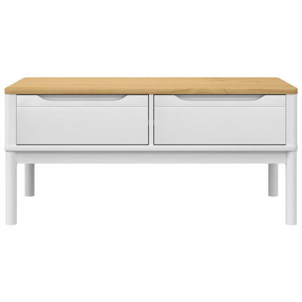 Coffee Table FLORO White 39"x21.9"x17.7" Solid Pine Wood