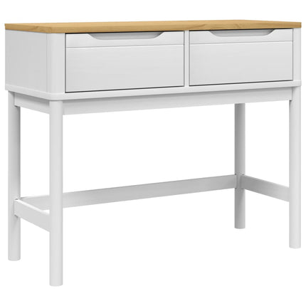 Console Table FLORO White 35.2"x14.4"x28.7" Solid Wood Pine
