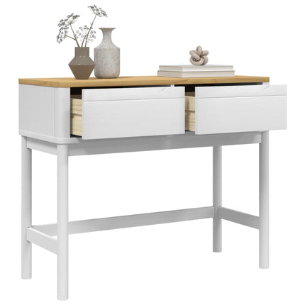 Console Table FLORO White 35.2"x14.4"x28.7" Solid Wood Pine