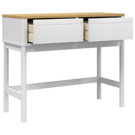 Console Table FLORO White 35.2"x14.4"x28.7" Solid Wood Pine