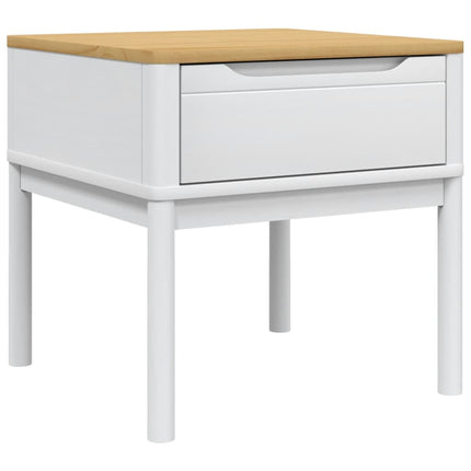 Lamp Table FLORO White 21.7"x21.7"x21.3" Solid Wood Pine