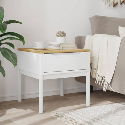 Lamp Table FLORO White 21.7"x21.7"x21.3" Solid Wood Pine