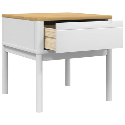 Lamp Table FLORO White 21.7"x21.7"x21.3" Solid Wood Pine