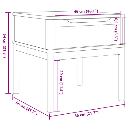 Lamp Table Gray 21.7"x21.7"x21.3" Solid Wood Pine
