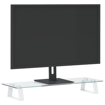 Monitor Stand White 23.6"x7.9"x3.1" Tempered Glass and Metal