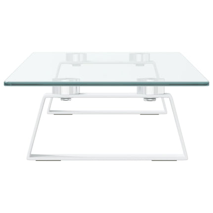 Monitor Stand White 23.6"x7.9"x3.1" Tempered Glass and Metal