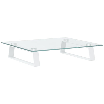 Monitor Stand White 15.7"x13.8"x3.1" Tempered Glass and Metal