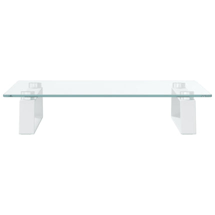 Monitor Stand White 15.7"x13.8"x3.1" Tempered Glass and Metal