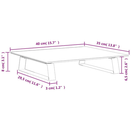 Monitor Stand White 15.7"x13.8"x3.1" Tempered Glass and Metal