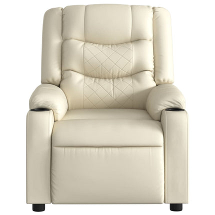 Massage Recliner Chair Cream Faux Leather