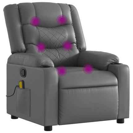Massage Recliner Chair Grey Faux Leather