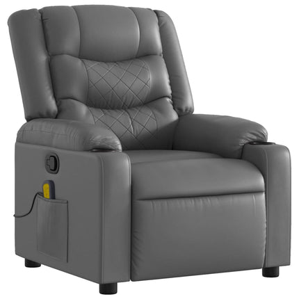 Massage Recliner Chair Grey Faux Leather