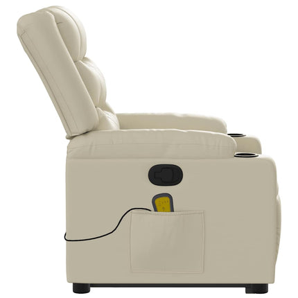 Stand up Massage Recliner Chair Cream Faux Leather