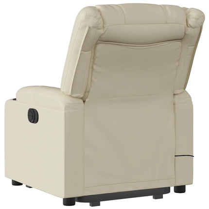 Electric Stand up Massage Recliner Chair Cream Faux Leather