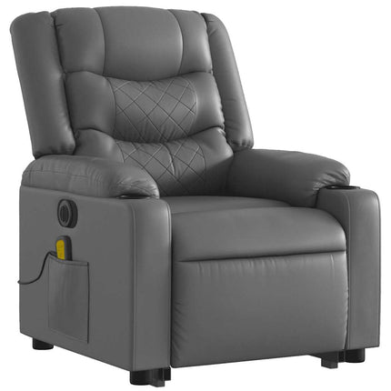 Electric Stand up Massage Recliner Chair Gray Faux Leather