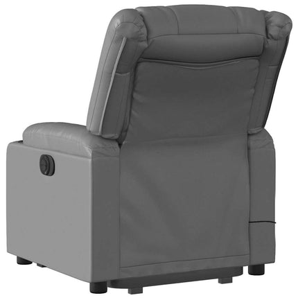 Electric Stand up Massage Recliner Chair Gray Faux Leather