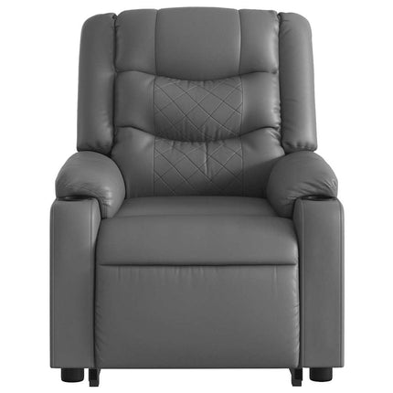 Electric Stand up Massage Recliner Chair Gray Faux Leather