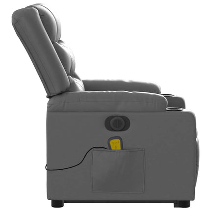 Electric Stand up Massage Recliner Chair Gray Faux Leather