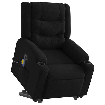 Electric Stand up Massage Recliner Chair Black Fabric