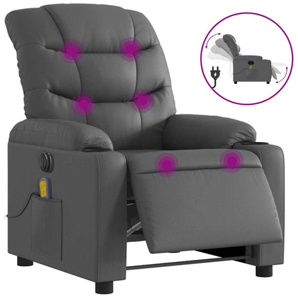 Electric Massage Recliner Chair Gray Faux Leather